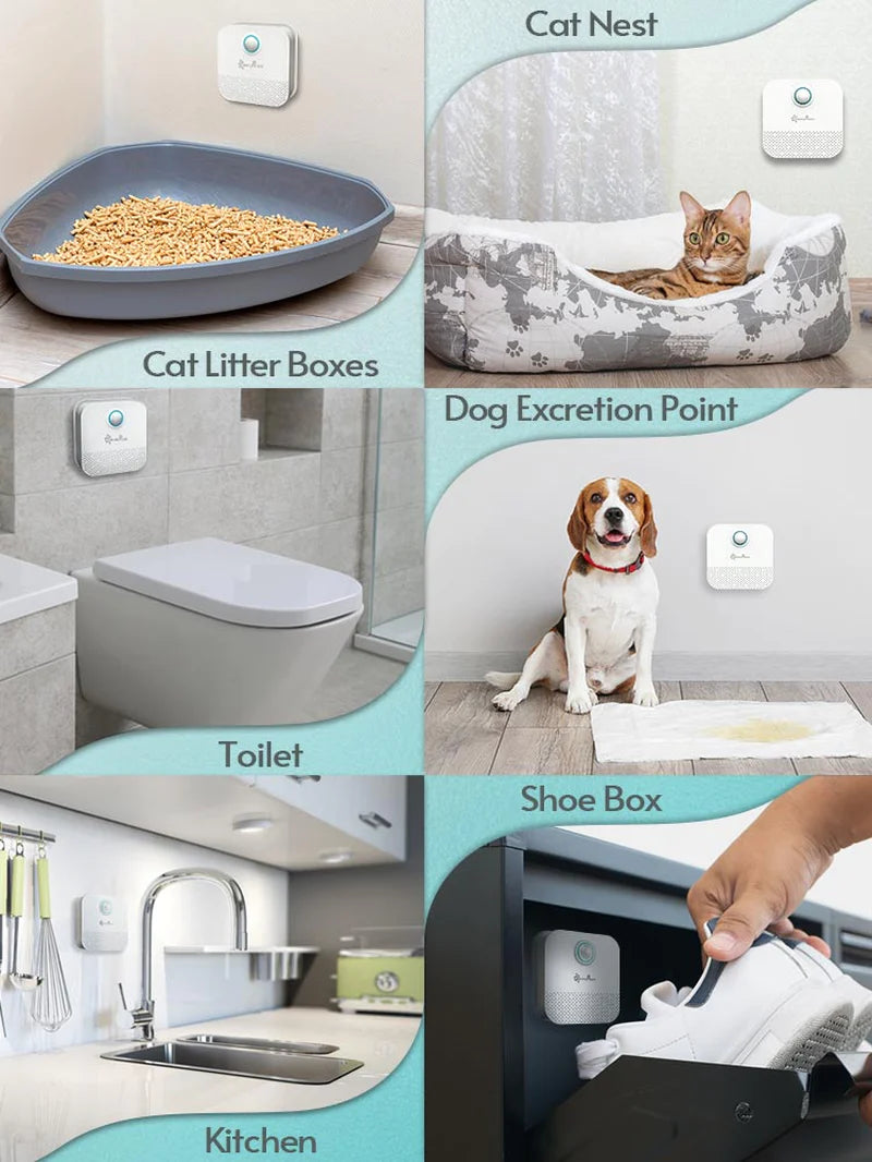 Smart Cat Litter Box Odor Eliminator β 4000mAh Rechargeable Air Purifier for Pets | Automatic Deodorizer for a Fresh, Odor-Free Home
