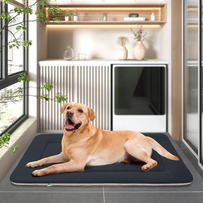 Large Dog Bed Soft Dog Crate Pad Mat 42 in Non-Slip Bottom Washable Dog Sleeping Mattress Pet Beds Cat Bed Kennel Pad, Dark Gray