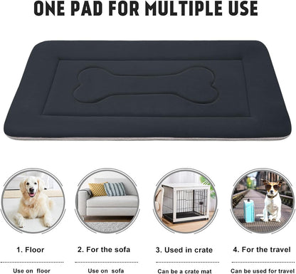 Large Dog Bed Soft Dog Crate Pad Mat 42 in Non-Slip Bottom Washable Dog Sleeping Mattress Pet Beds Cat Bed Kennel Pad, Dark Gray