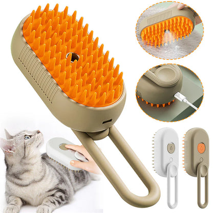 3-in-1 Electric Pet Steam Brush – Cat & Dog Grooming Comb with Spray, Massage & Hair Removal