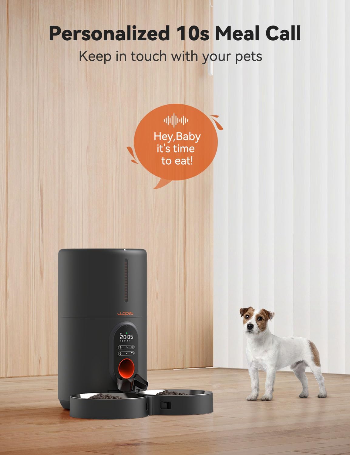 Automatic Cat Feeders 2 Cats- Timed Cat Food Dispenser with 10S Voice Recording, Portion Control, Dog Feeders for Dry Food, up to 1-6 Meals per Day Black