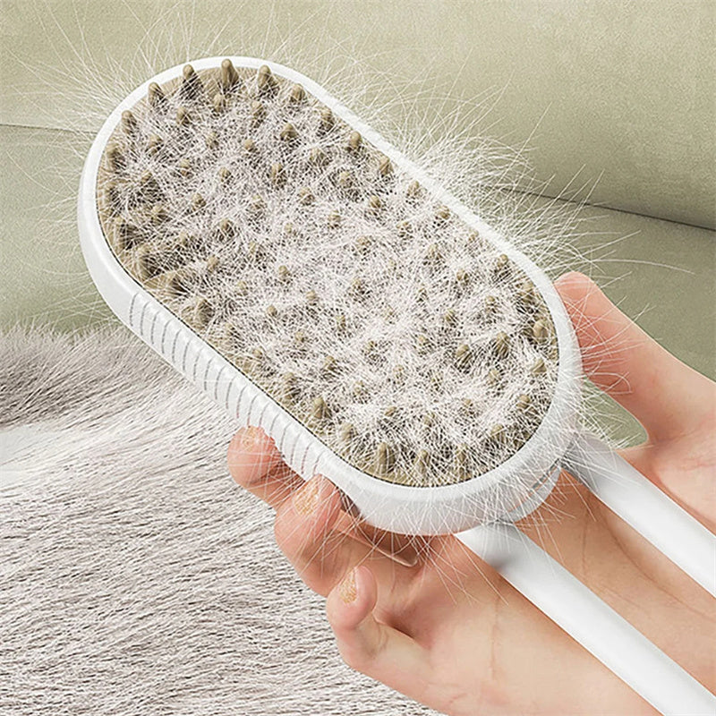 3-in-1 Electric Pet Steam Brush – Cat & Dog Grooming Comb with Spray, Massage & Hair Removal