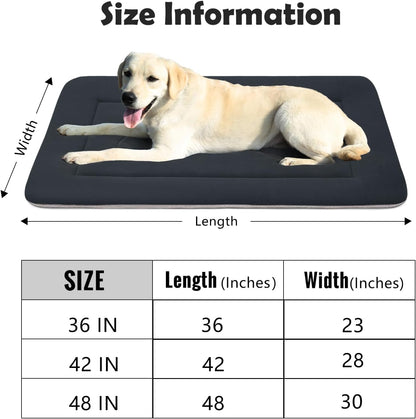 Large Dog Bed Soft Dog Crate Pad Mat 42 in Non-Slip Bottom Washable Dog Sleeping Mattress Pet Beds Cat Bed Kennel Pad, Dark Gray